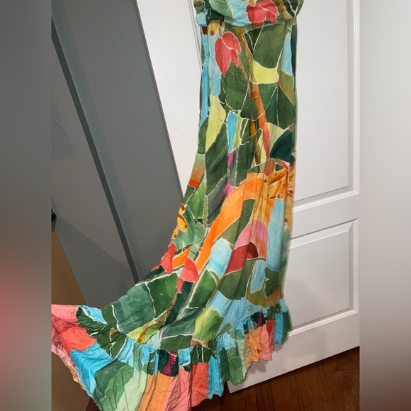 New! Farm Rio x Anthropologie Printed Tie-Front Ruffle Maxi Dress 🌴☀️ Small - Picture 14 of 15